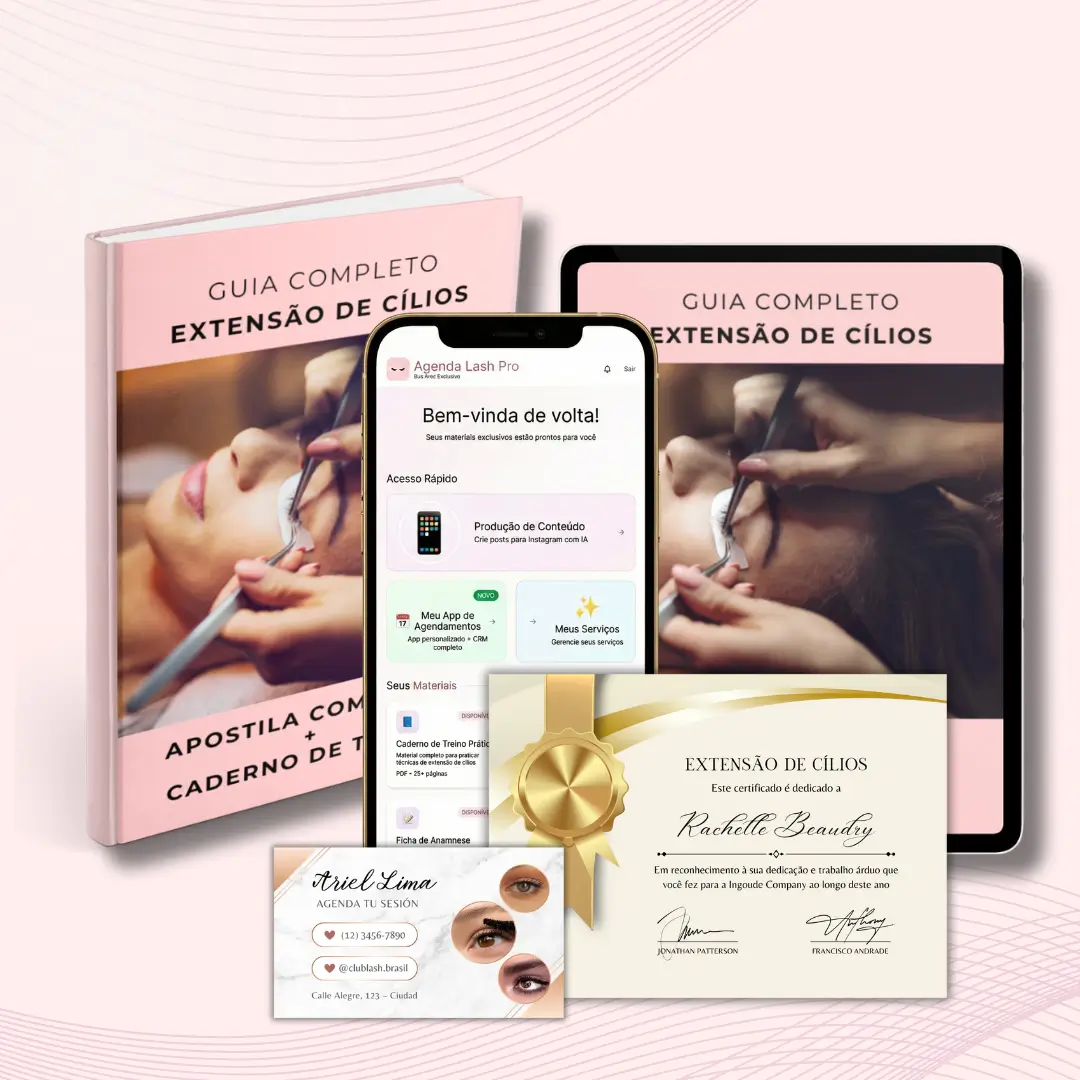 Lash Club Pro 360 - Kit Treino Lash + App com IA